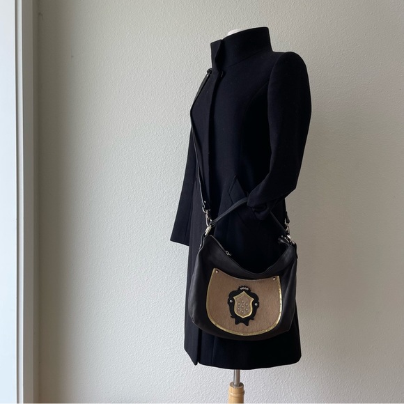 Claudia Firenze Black Leather Calf Hair Handbags Crossbody Bag - Picture 7 of 11